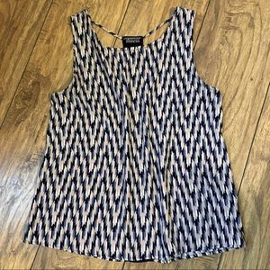 Stitch Fix Papermoon polyester blouse with navy stripe up the spine back